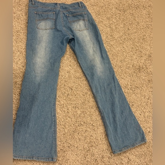 ECI New York Blue Flare Wide Leg Jeans with Distressed Detailing - Picture 4 of 8